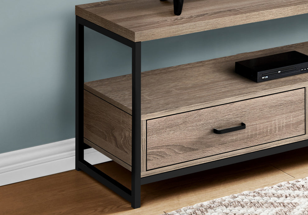 Deep Taupe Cabinet Enclosed Storage TV Stand By Homeroots | TV Stands | Modishstore - 8