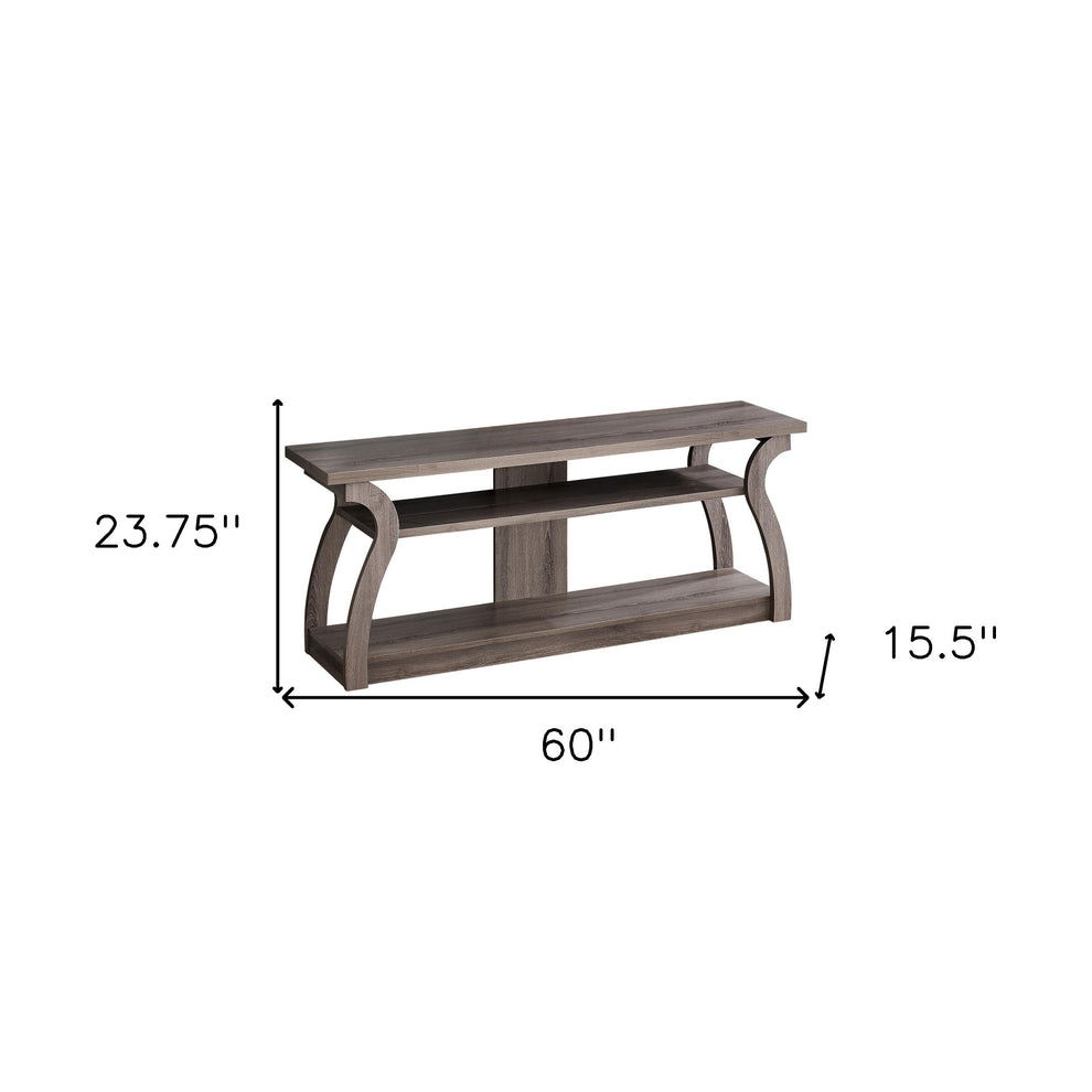Taupe Wood Open Shelving TV Stand By Homeroots | TV Stands | Modishstore - 5