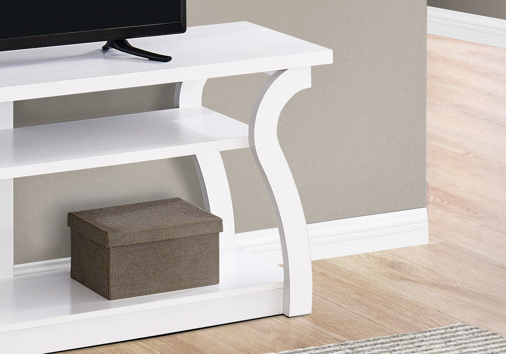 White Wood Open Shelving TV Stand By Homeroots | TV Stands | Modishstore - 4