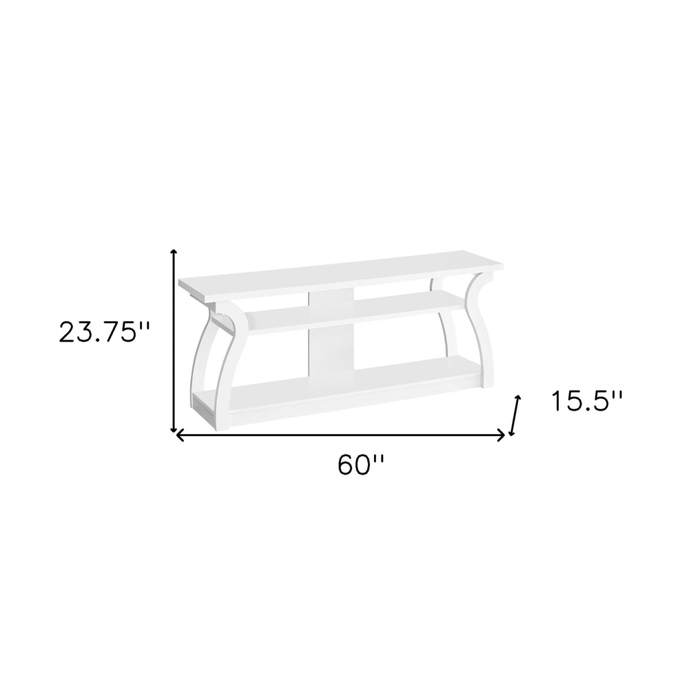 White Wood Open Shelving TV Stand By Homeroots | TV Stands | Modishstore - 5