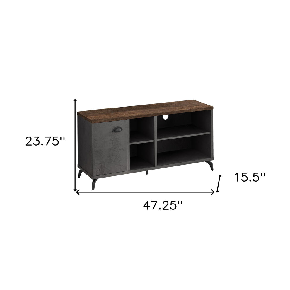 Brown And Gray Distressed Reclaimed Wood Enclosed and Open Storage TV Stand By Homeroots | TV Stands | Modishstore - 5