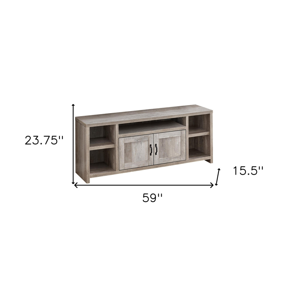 Taupe Distressed Wood Enclosed and Open Storage TV Stand By Homeroots | TV Stands | Modishstore - 4