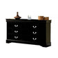 Black Solid and Manufactured Wood Six Drawer Double Dresser By Homeroots | Dressers | Modishstore - 3