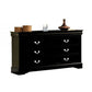 Black Solid and Manufactured Wood Six Drawer Double Dresser By Homeroots | Dressers | Modishstore - 2