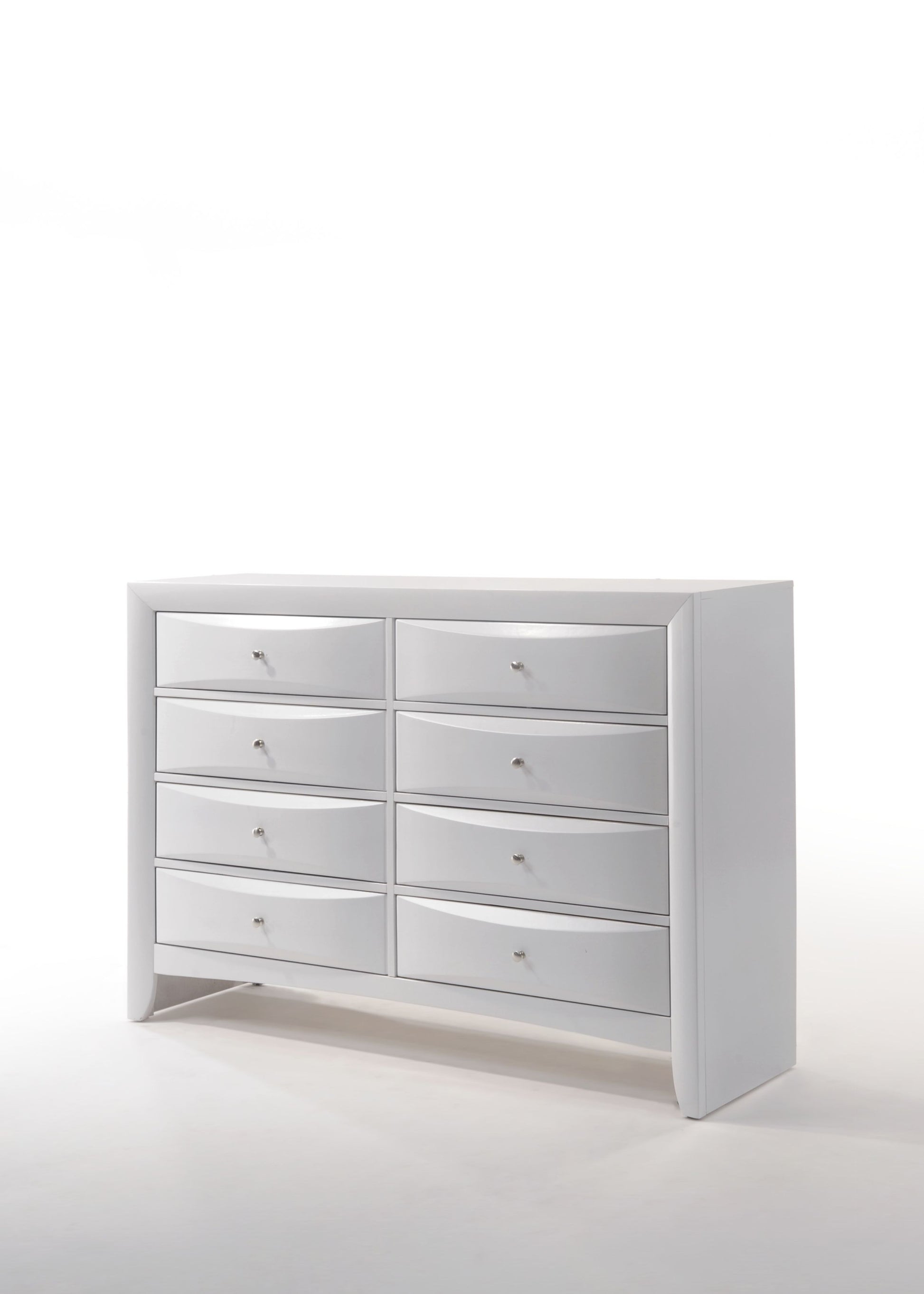White Solid and Manufactured Wood Eight Drawer Double Dresser By Homeroots | Dressers | Modishstore - 4