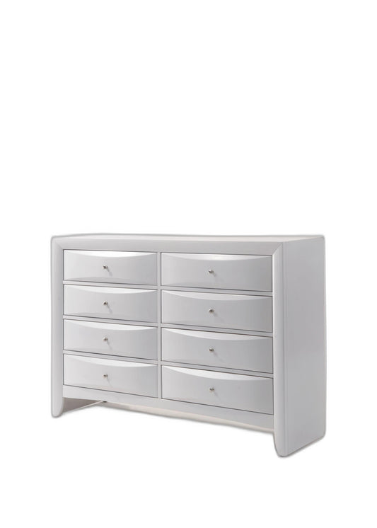 White Solid and Manufactured Wood Eight Drawer Double Dresser By Homeroots | Dressers | Modishstore - 1