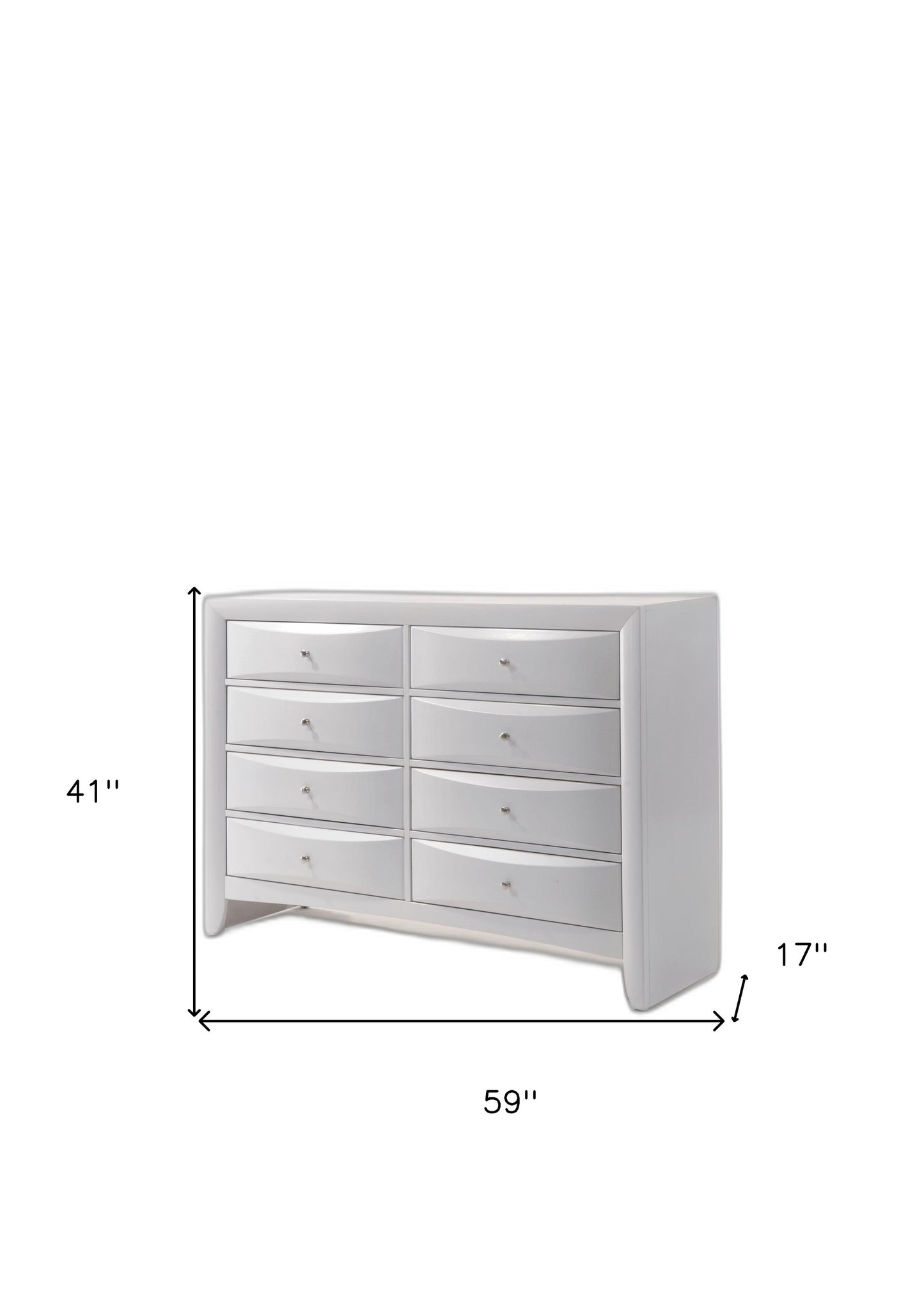 White Solid and Manufactured Wood Eight Drawer Double Dresser By Homeroots | Dressers | Modishstore - 5