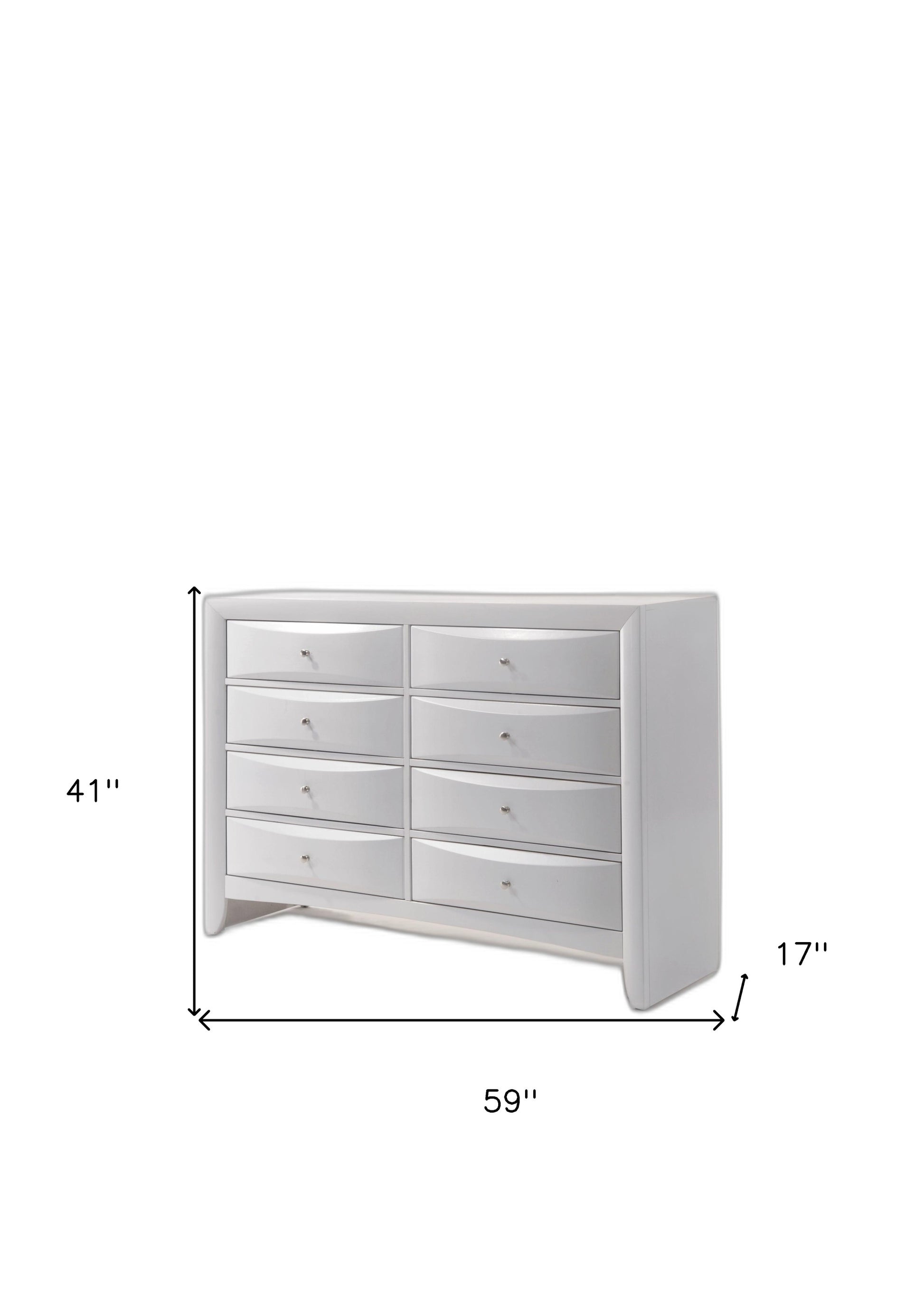 White Solid and Manufactured Wood Eight Drawer Double Dresser By Homeroots | Dressers | Modishstore - 5