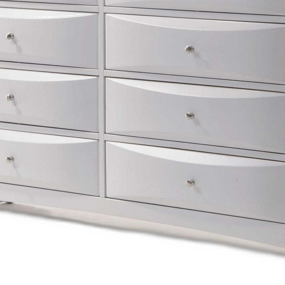 White Solid and Manufactured Wood Eight Drawer Double Dresser By Homeroots | Dressers | Modishstore - 3