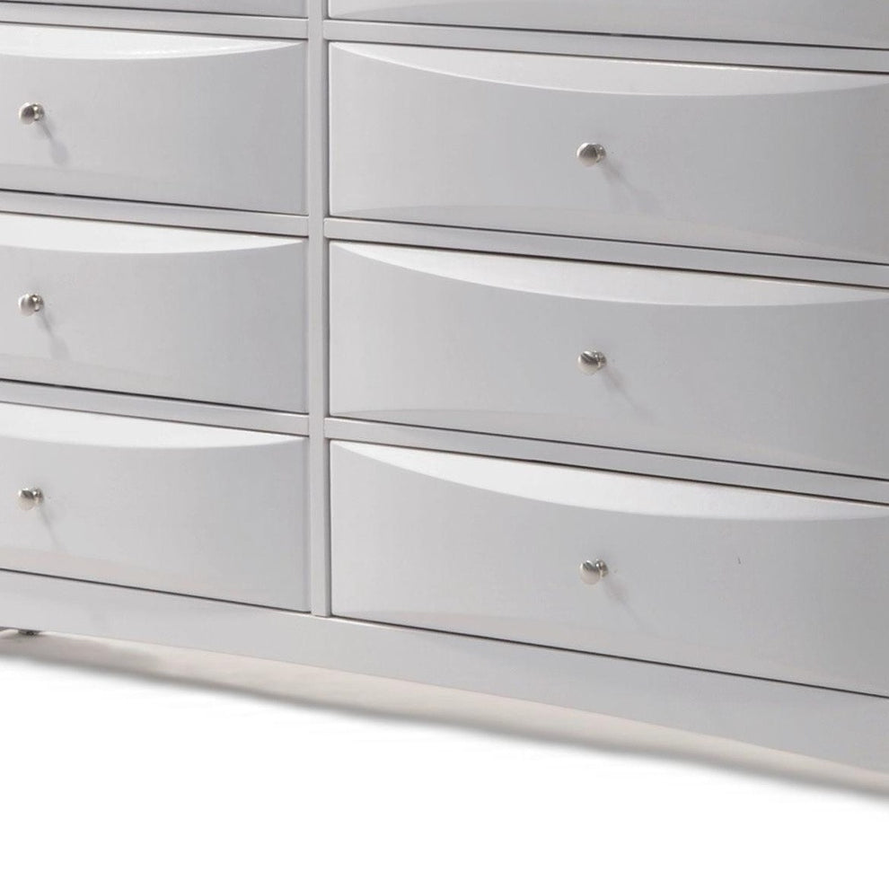 White Solid and Manufactured Wood Eight Drawer Double Dresser By Homeroots | Dressers | Modishstore - 3