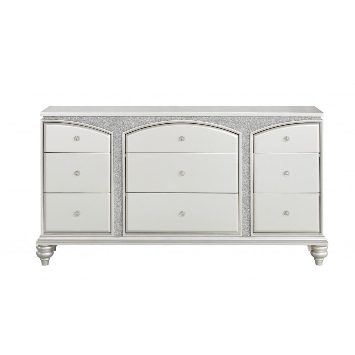 Platinum Manufactured Wood Nine Drawer Dresser By Homeroots | Dressers | Modishstore - 1