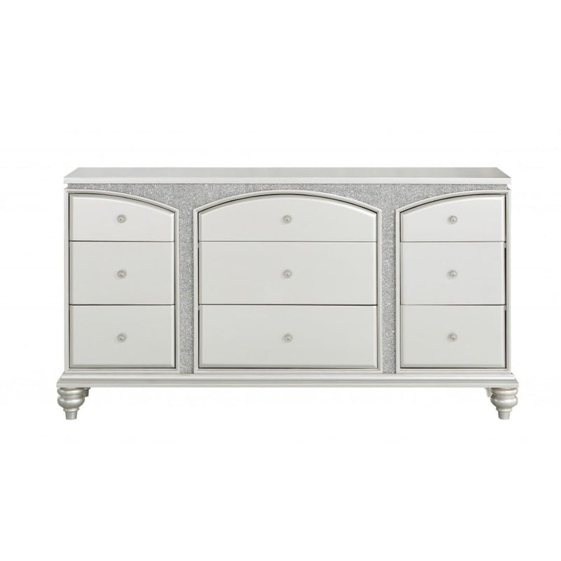 Platinum Manufactured Wood Nine Drawer Dresser By Homeroots | Dressers | Modishstore - 1