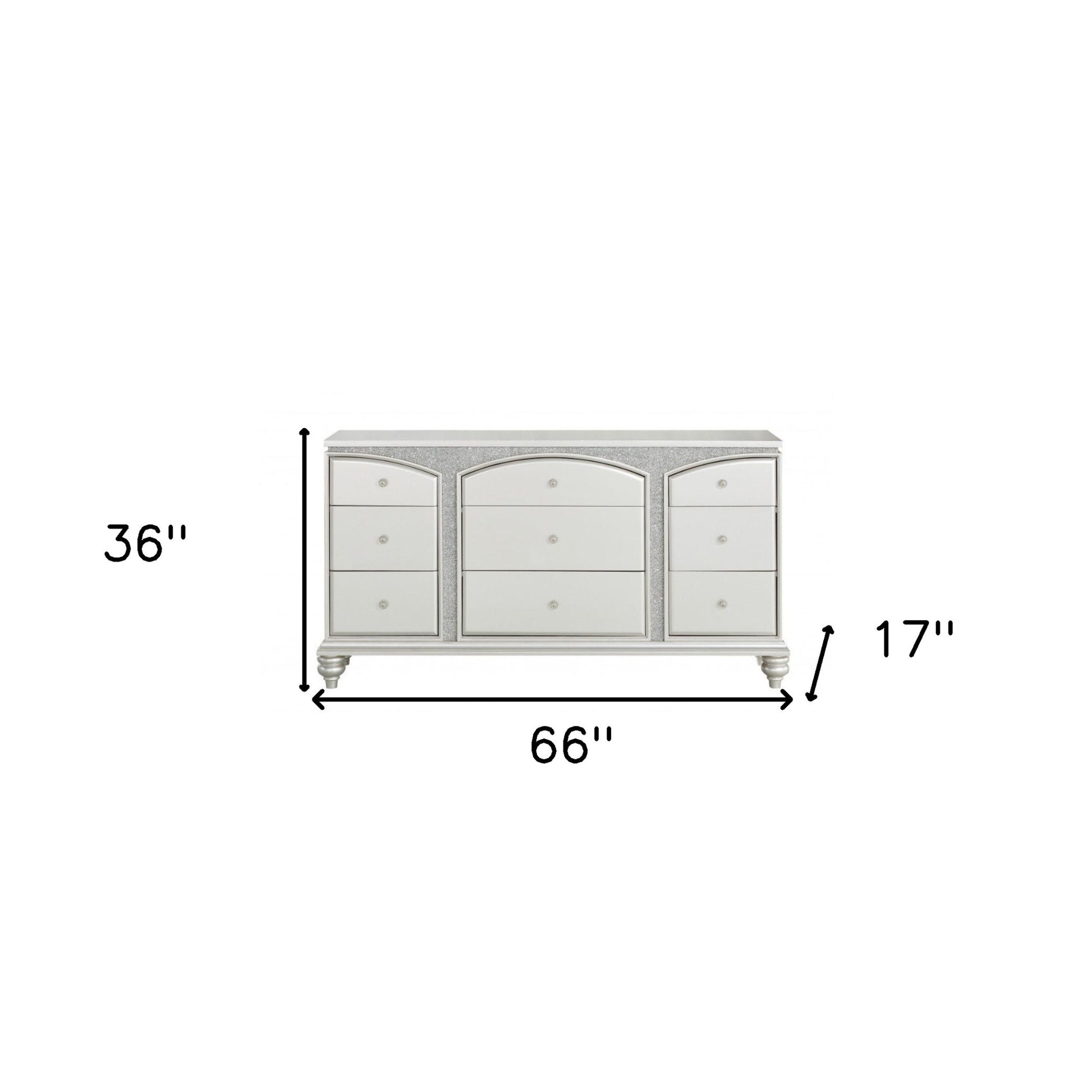 Platinum Manufactured Wood Nine Drawer Dresser By Homeroots | Dressers | Modishstore - 3