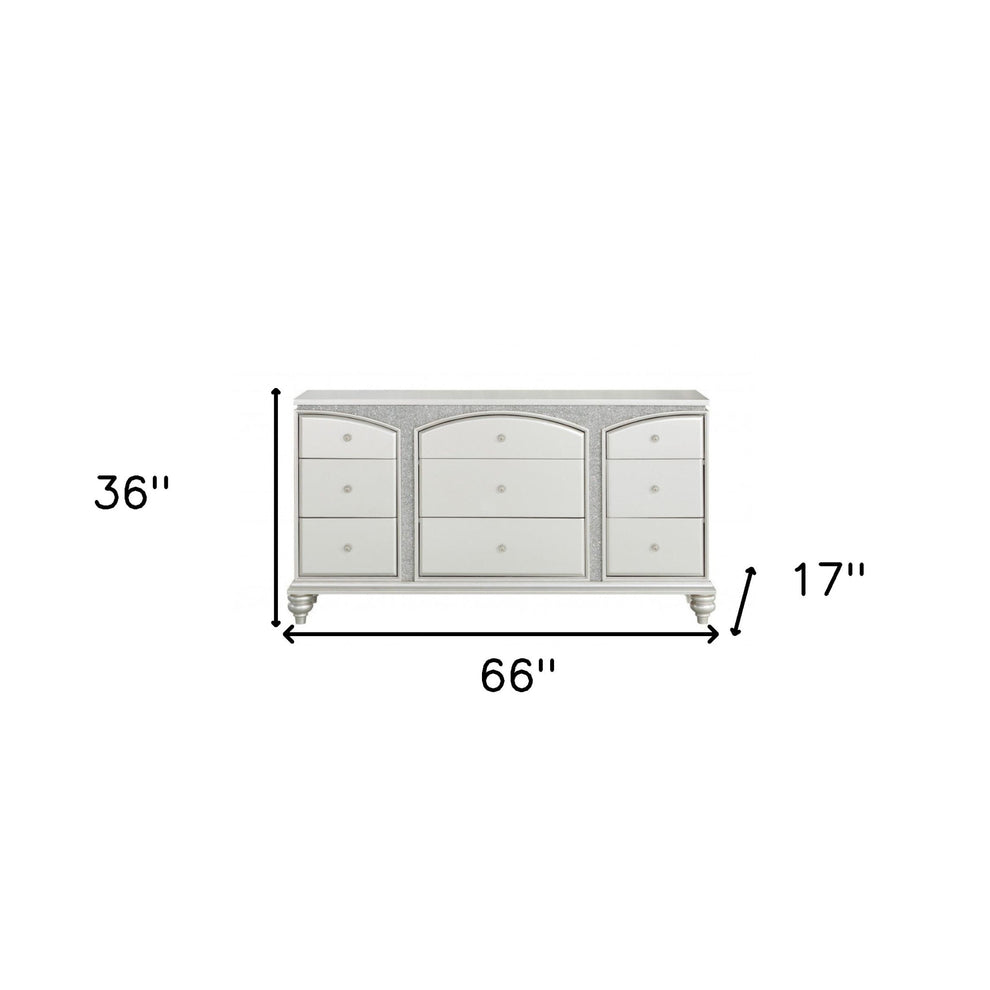 Platinum Manufactured Wood Nine Drawer Dresser By Homeroots | Dressers | Modishstore - 3