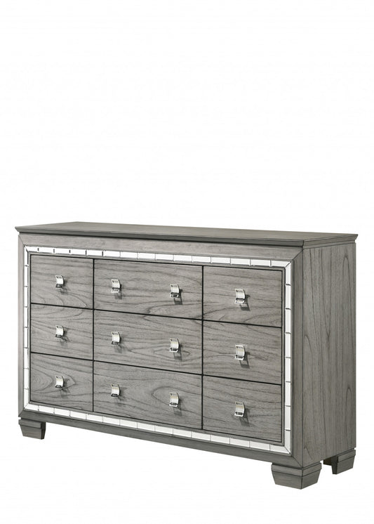 Light Gray Solid and Manufactured Wood Nine Drawer Triple Dresser By Homeroots | Dressers | Modishstore - 1