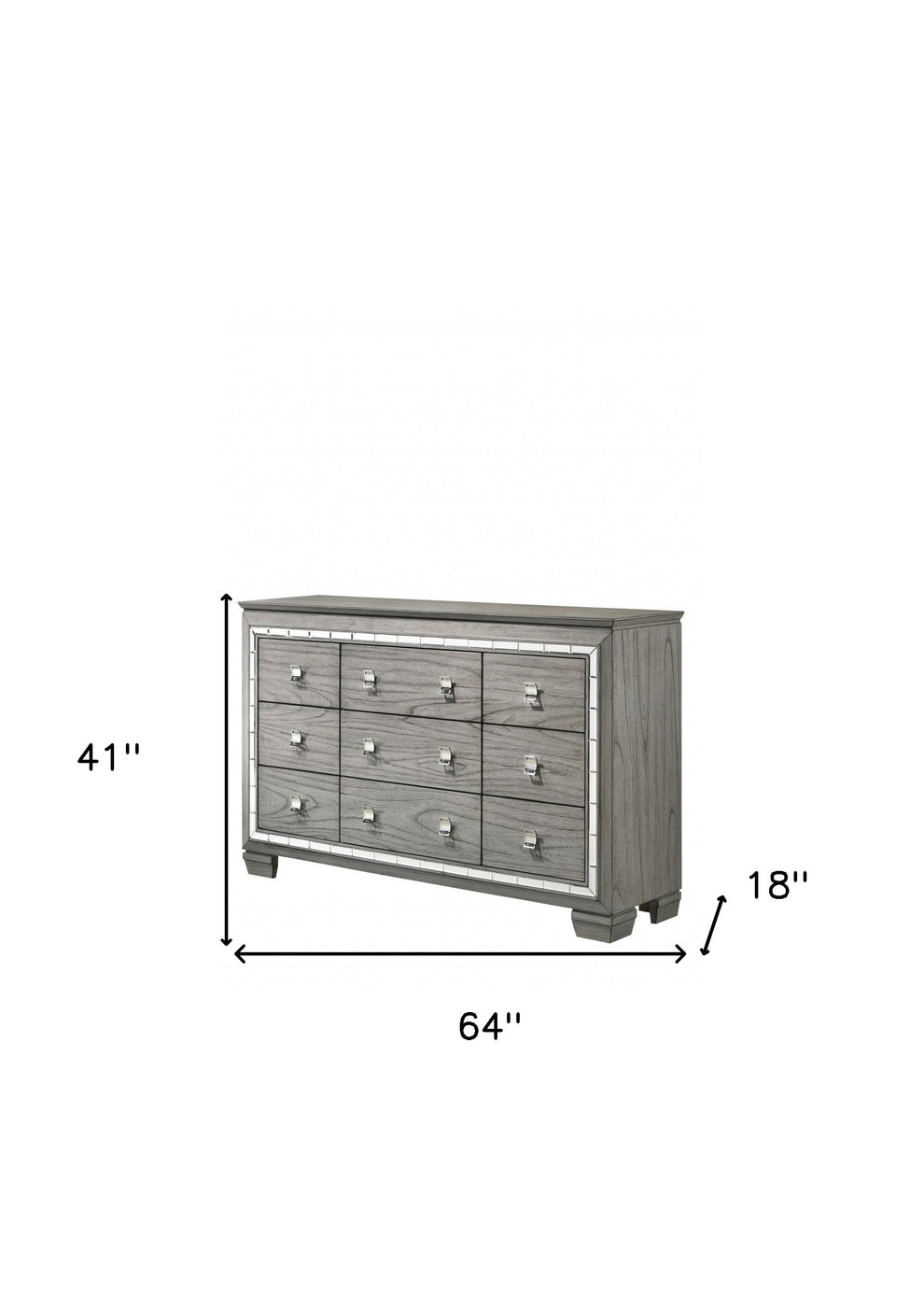 Light Gray Solid and Manufactured Wood Nine Drawer Triple Dresser By Homeroots | Dressers | Modishstore - 3