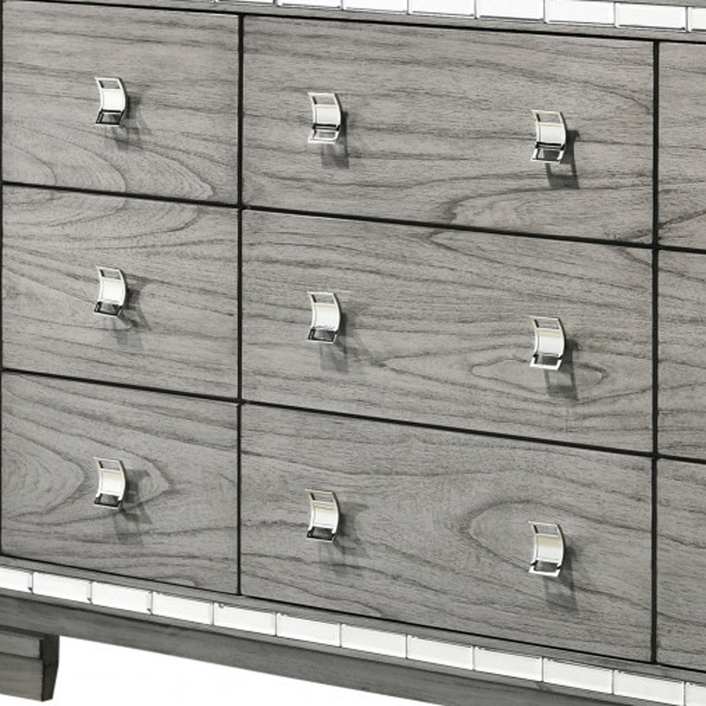 Light Gray Solid and Manufactured Wood Nine Drawer Triple Dresser By Homeroots | Dressers | Modishstore - 2