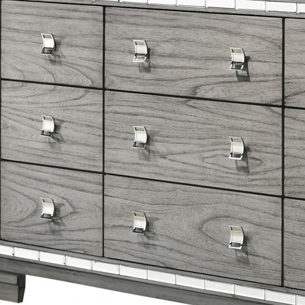 Light Gray Solid and Manufactured Wood Nine Drawer Triple Dresser By Homeroots | Dressers | Modishstore - 2