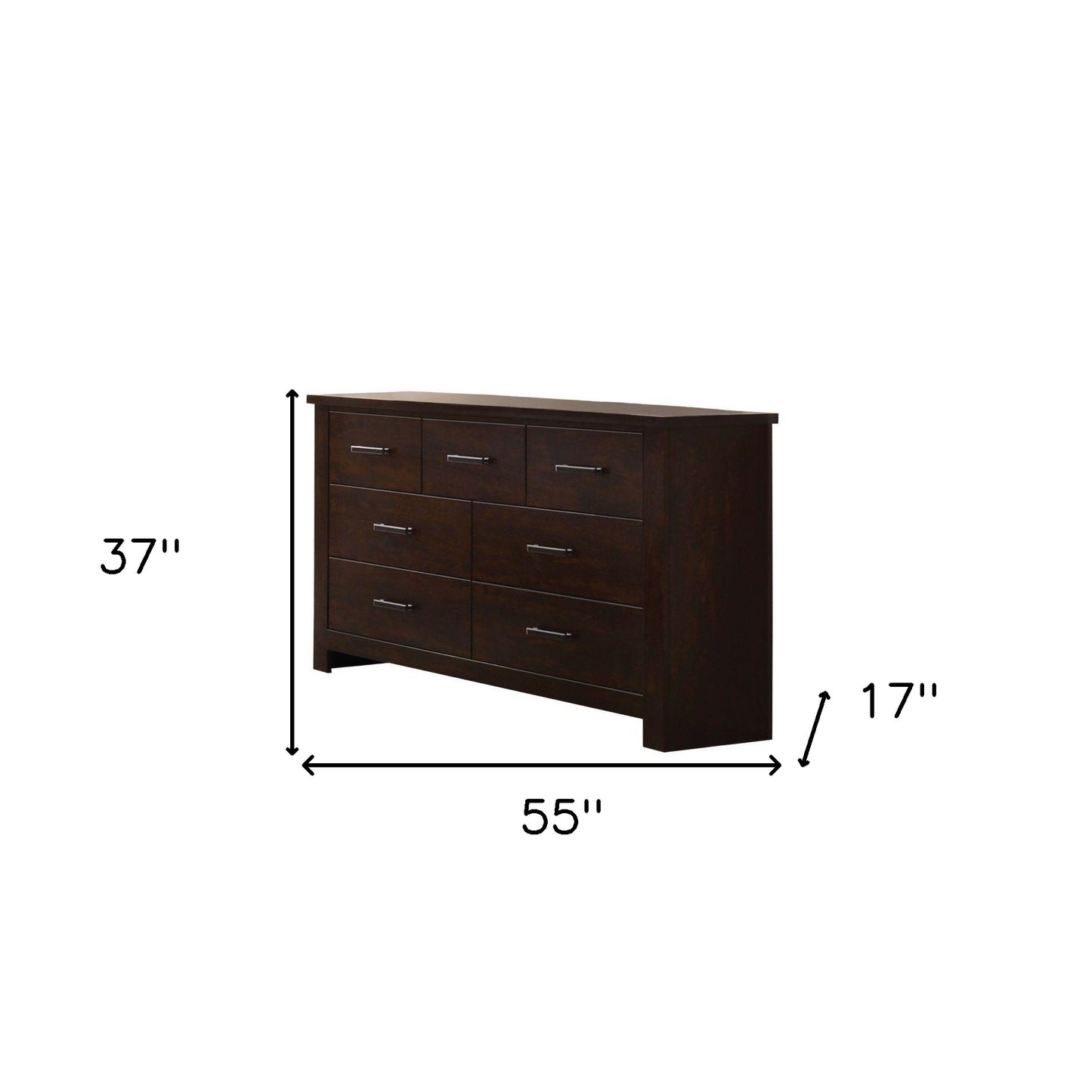 Mahogany Seven Drawer Double Dresser By Homeroots | Dressers | Modishstore - 3