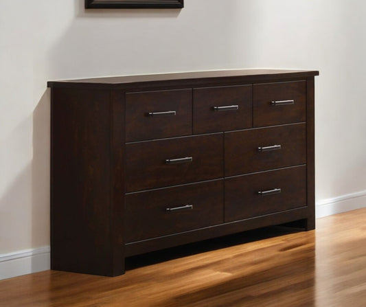 Mahogany Seven Drawer Double Dresser By Homeroots | Dressers | Modishstore - 1