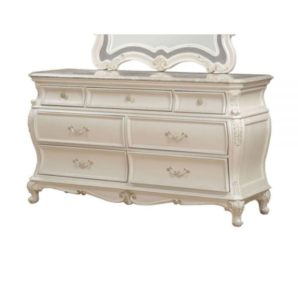 Pearl Solid and Manufactured Wood Seven Drawer Triple Dresser By Homeroots | Dressers | Modishstore - 3