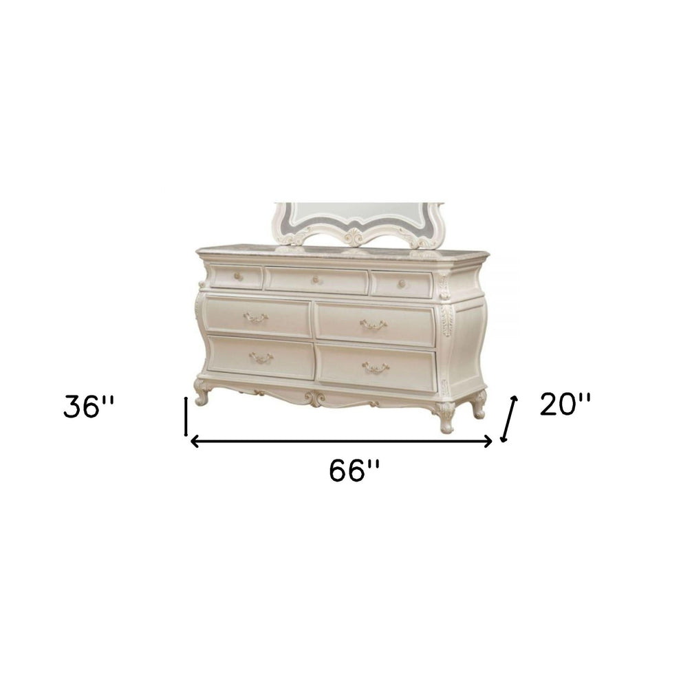 Pearl Solid and Manufactured Wood Seven Drawer Triple Dresser By Homeroots | Dressers | Modishstore - 6