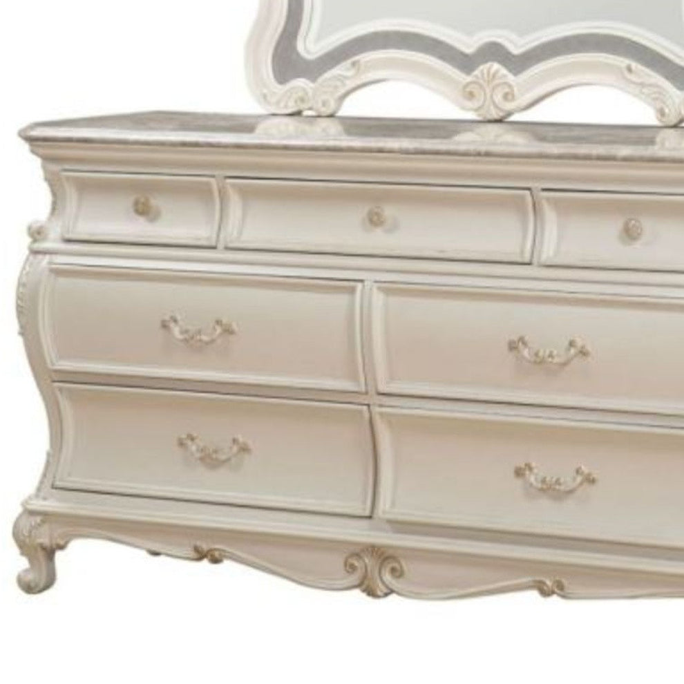 Pearl Solid and Manufactured Wood Seven Drawer Triple Dresser By Homeroots | Dressers | Modishstore - 4