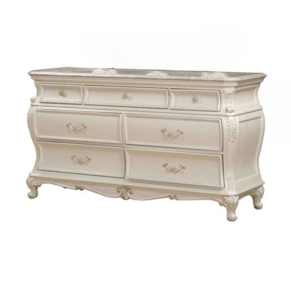 Pearl Solid and Manufactured Wood Seven Drawer Triple Dresser By Homeroots | Dressers | Modishstore - 2