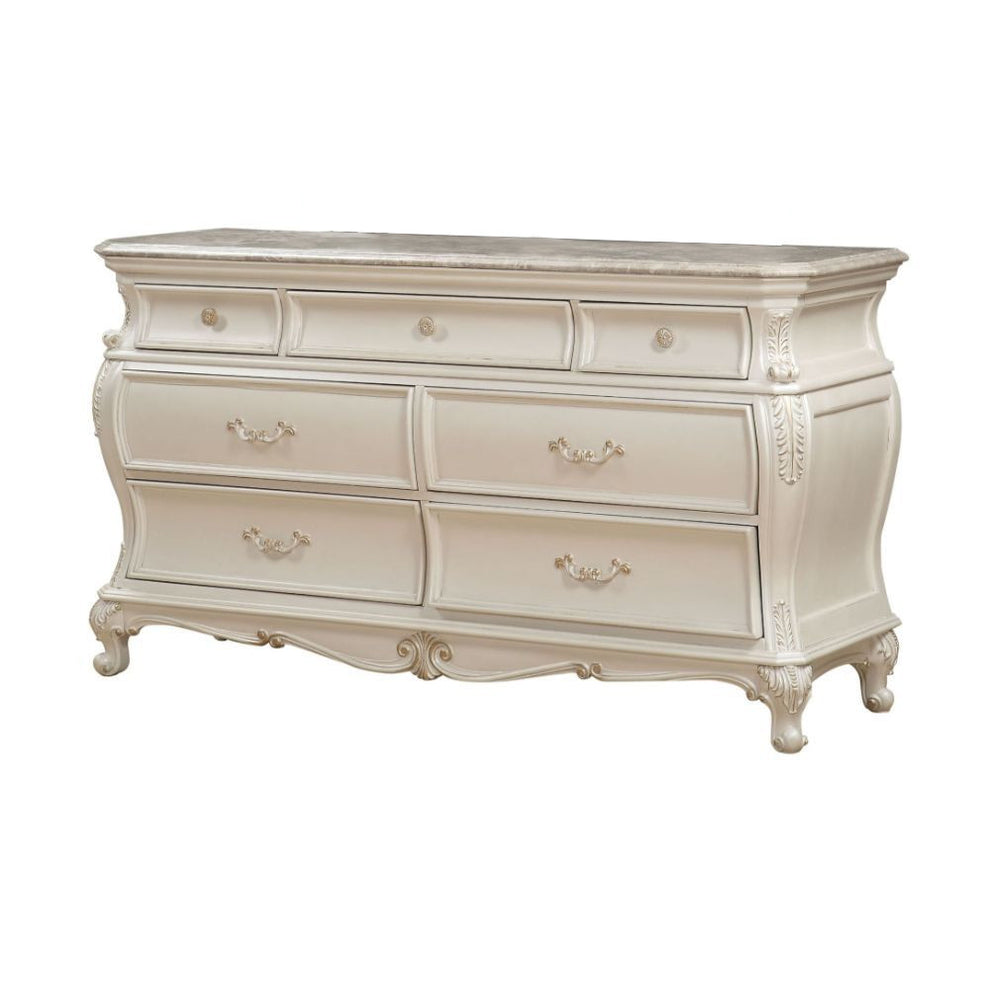 Pearl Solid and Manufactured Wood Seven Drawer Triple Dresser By Homeroots | Dressers | Modishstore - 7