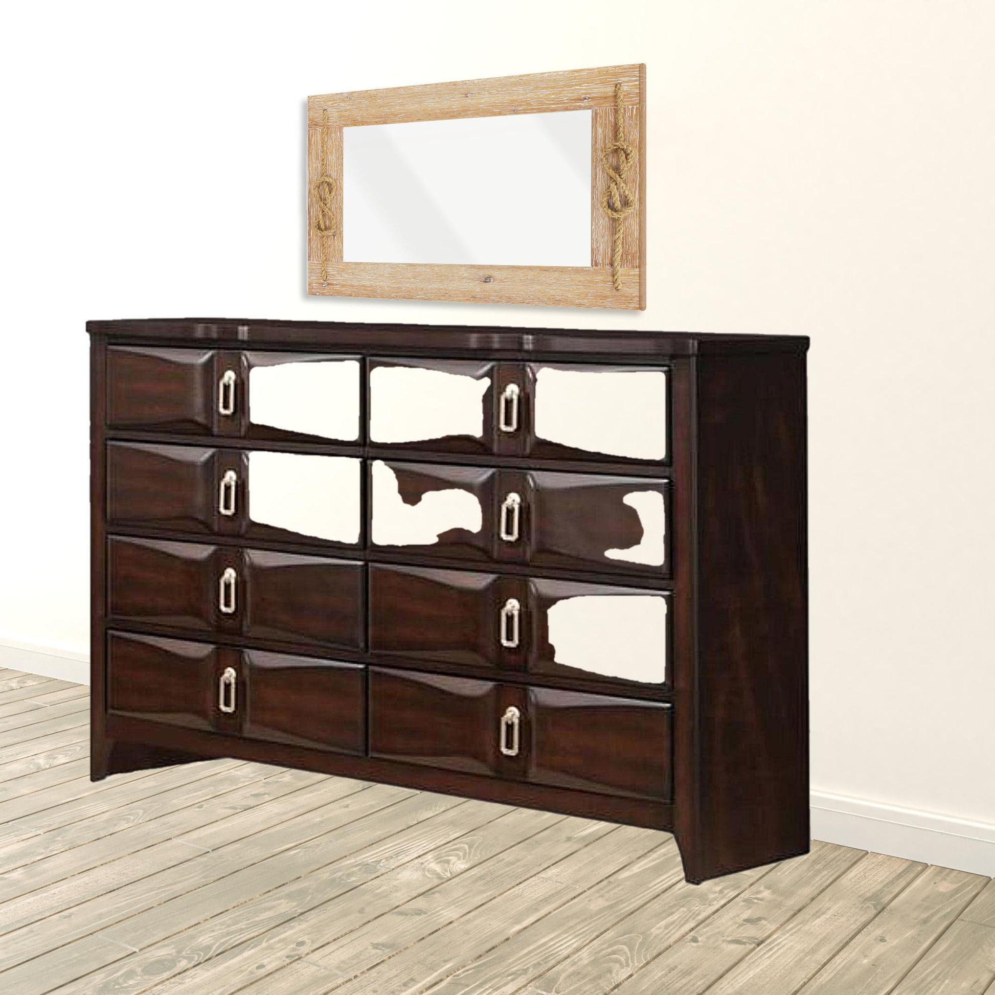 Espresso Eight Drawer Double Dresser By Homeroots | Dressers | Modishstore - 4