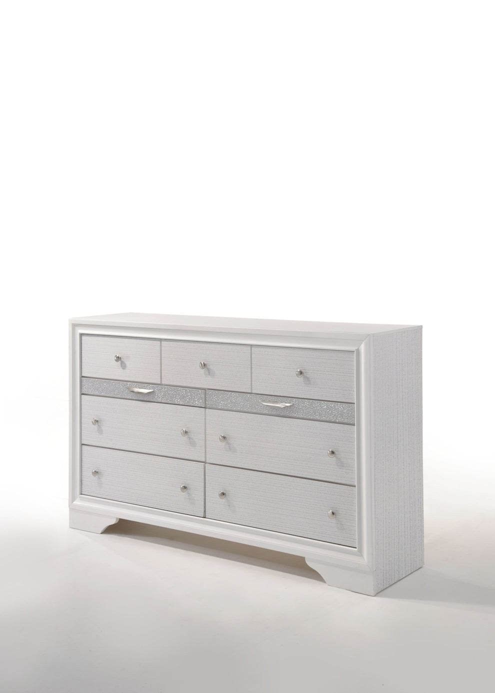 White Manufactured Wood Nine Drawer Triple Dresser By Homeroots | Dressers | Modishstore - 4