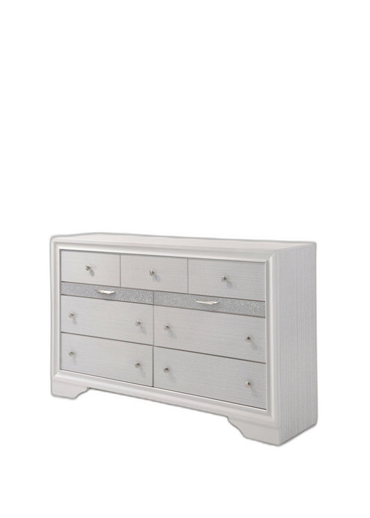 White Manufactured Wood Nine Drawer Triple Dresser By Homeroots | Dressers | Modishstore - 1