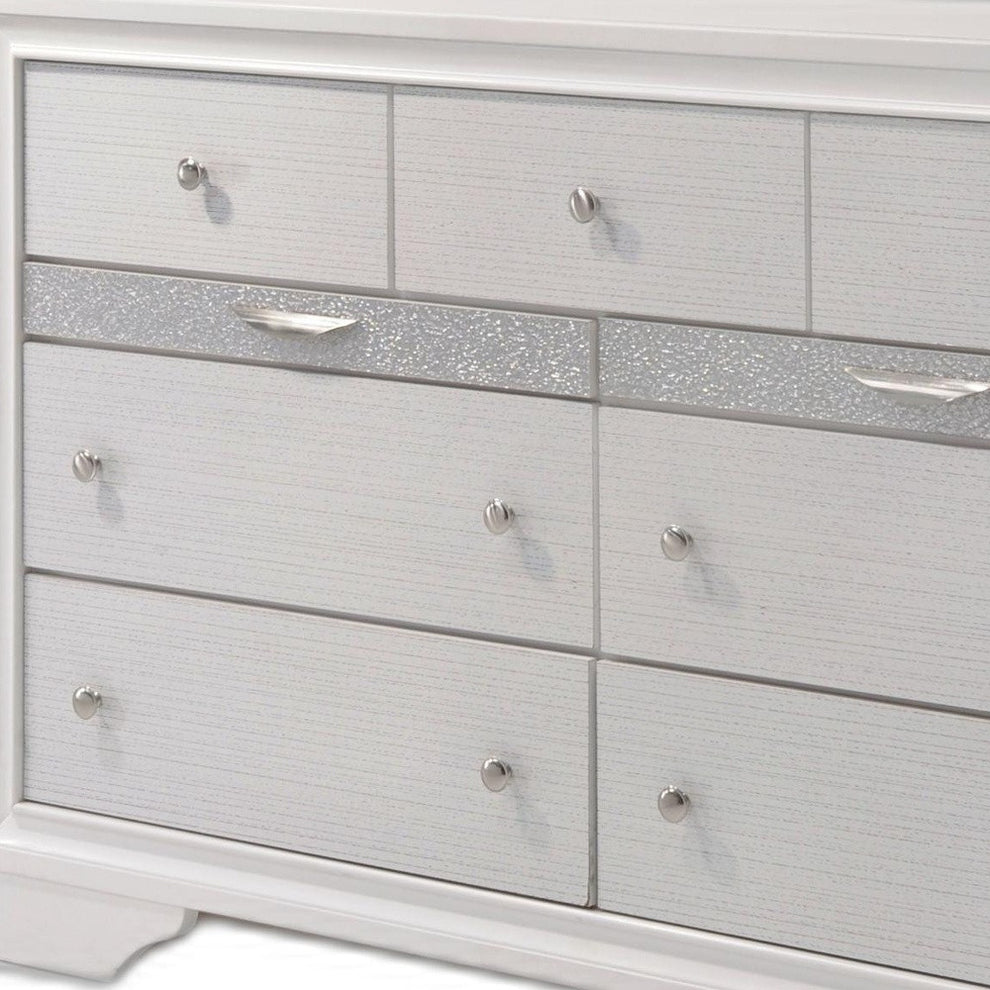 White Manufactured Wood Nine Drawer Triple Dresser By Homeroots | Dressers | Modishstore - 3