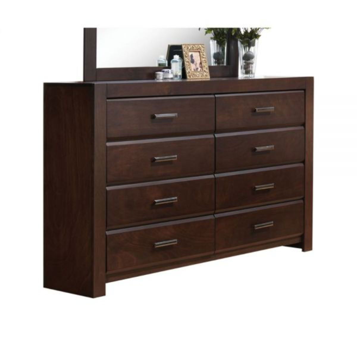 Brown Solid and Manufactured Wood Eight Drawer Double Dresser By Homeroots | Dressers | Modishstore - 3