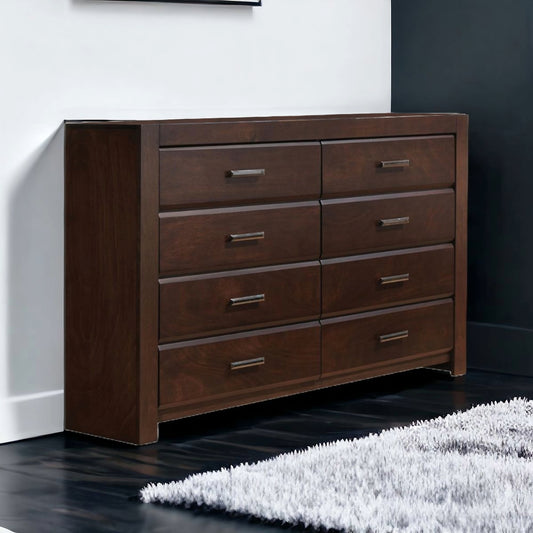 Brown Solid and Manufactured Wood Eight Drawer Double Dresser By Homeroots | Dressers | Modishstore - 1