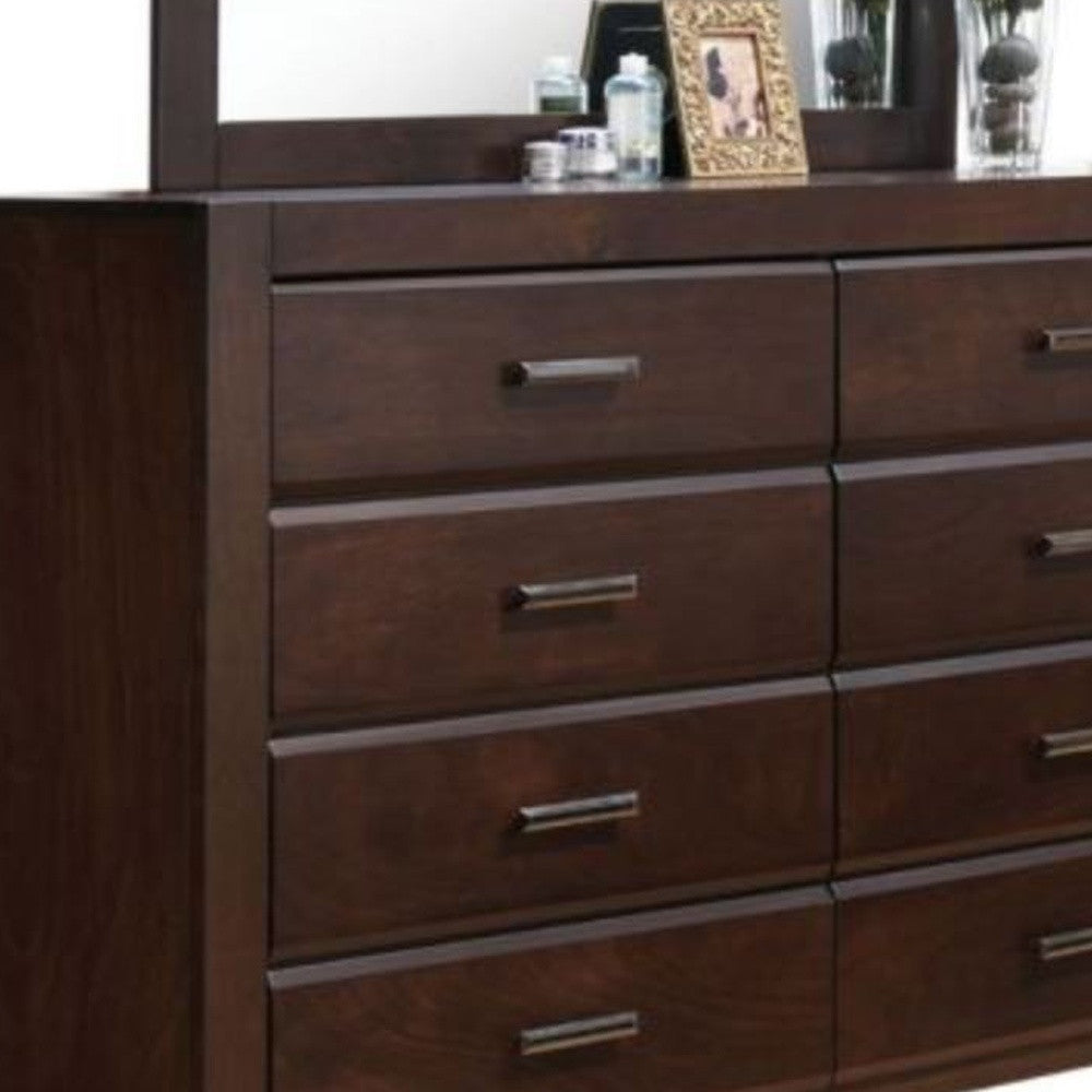 Brown Solid and Manufactured Wood Eight Drawer Double Dresser By Homeroots | Dressers | Modishstore - 5