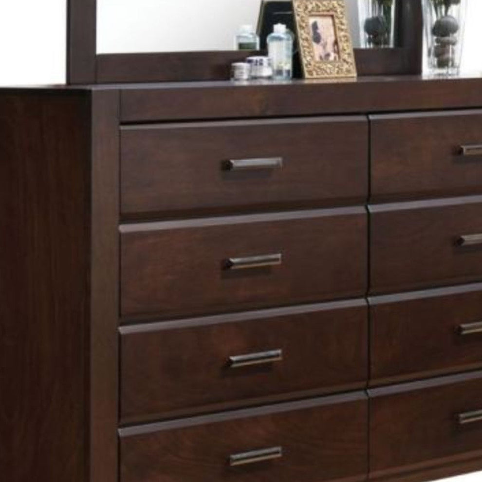 Brown Solid and Manufactured Wood Eight Drawer Double Dresser By Homeroots | Dressers | Modishstore - 5