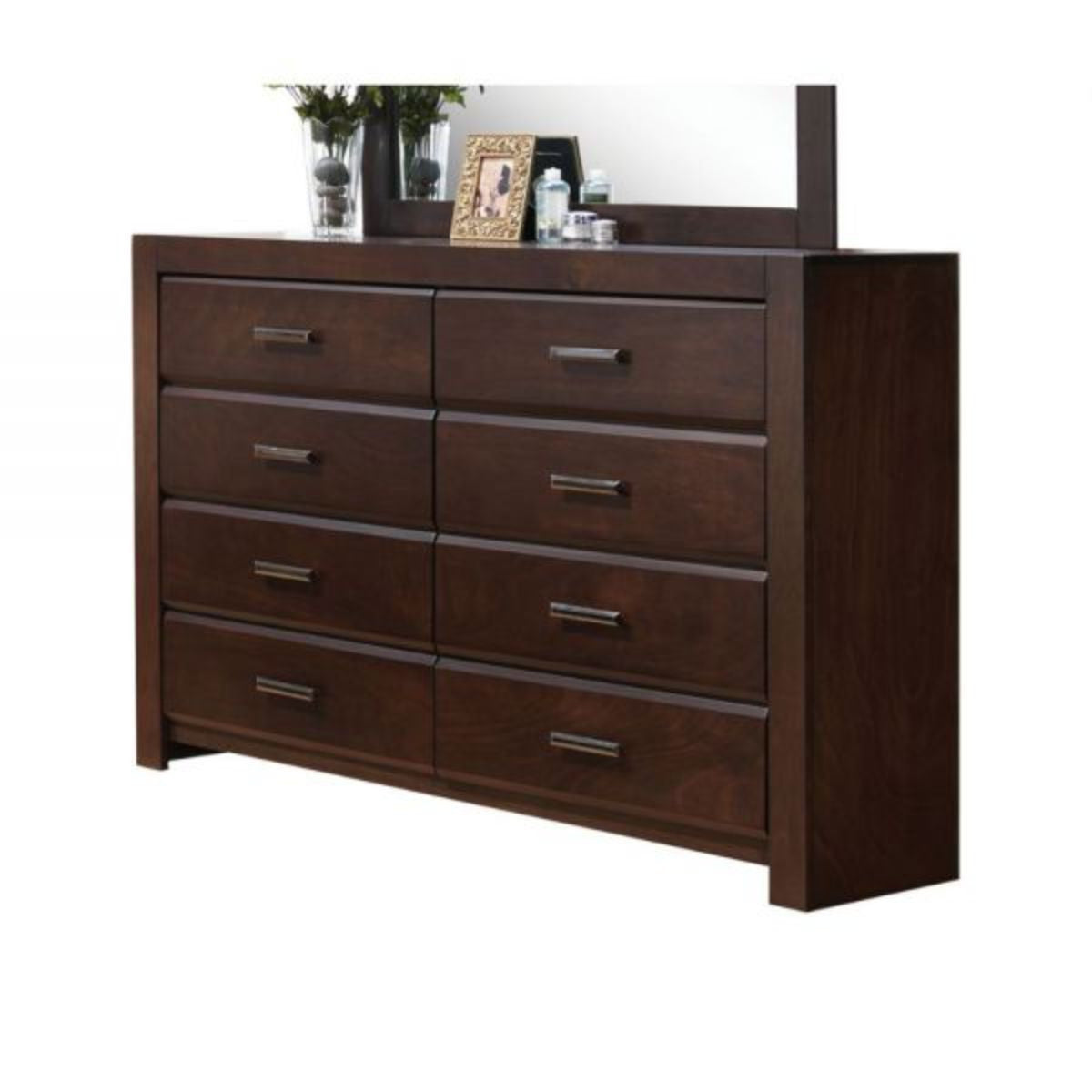 Brown Solid and Manufactured Wood Eight Drawer Double Dresser By Homeroots | Dressers | Modishstore - 4