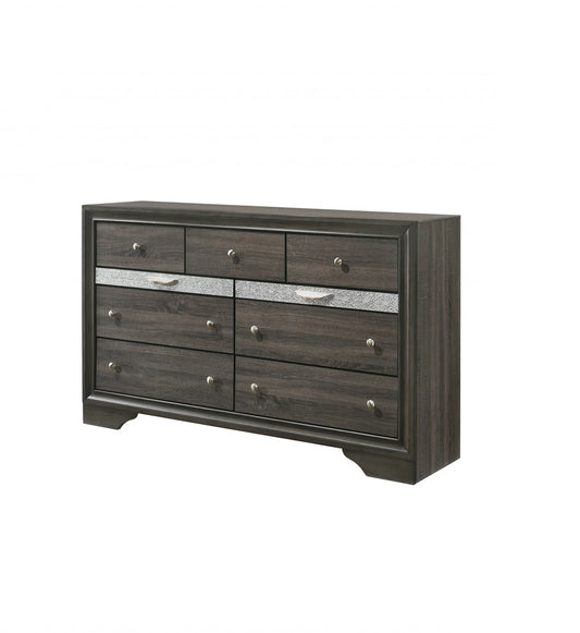 Gray Solid and Manufactured Wood Nine Drawer Triple Dresser By Homeroots | Dressers | Modishstore - 1