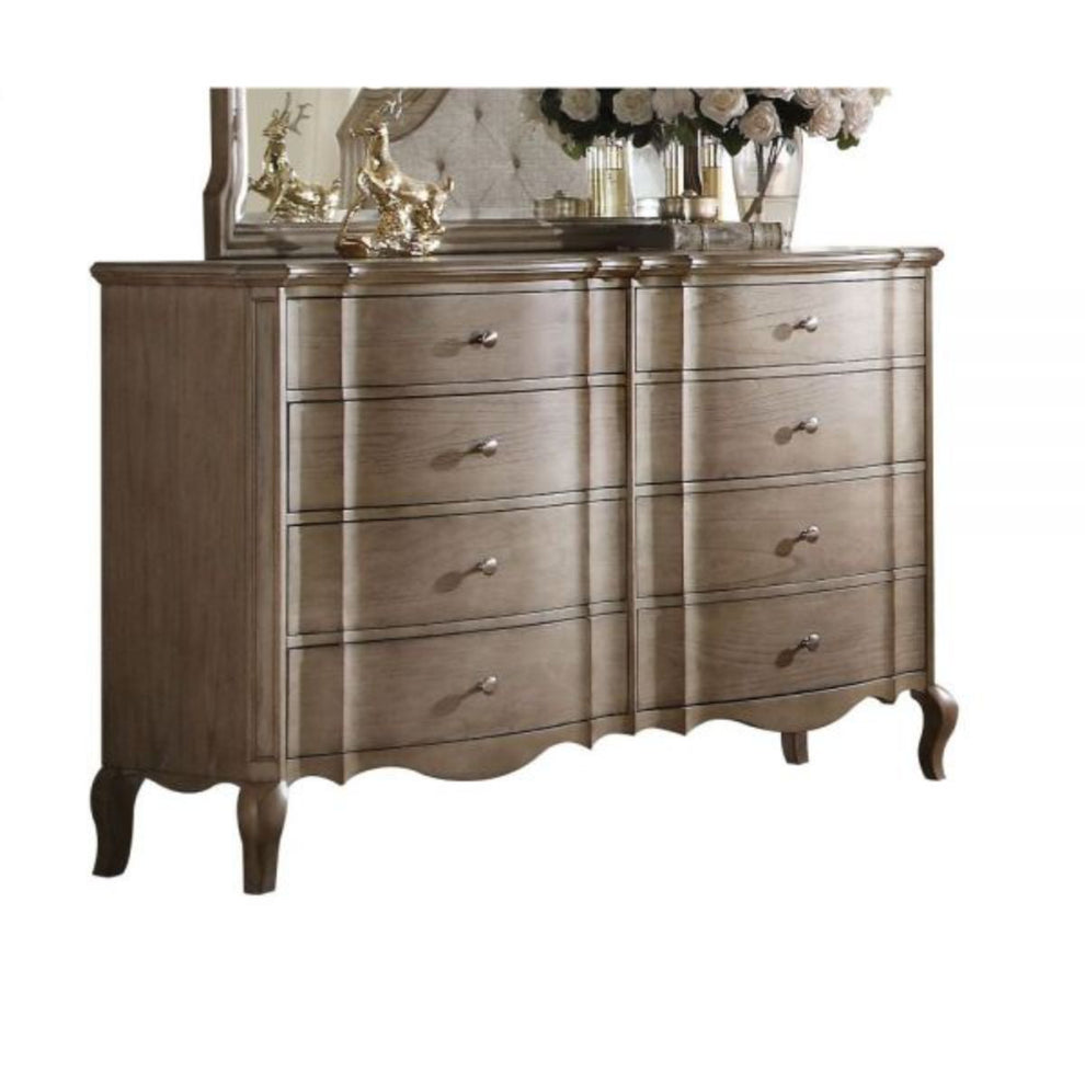 Taupe Solid and Manufactured Wood Eight Drawer Double Dresser By Homeroots | Dressers | Modishstore - 2