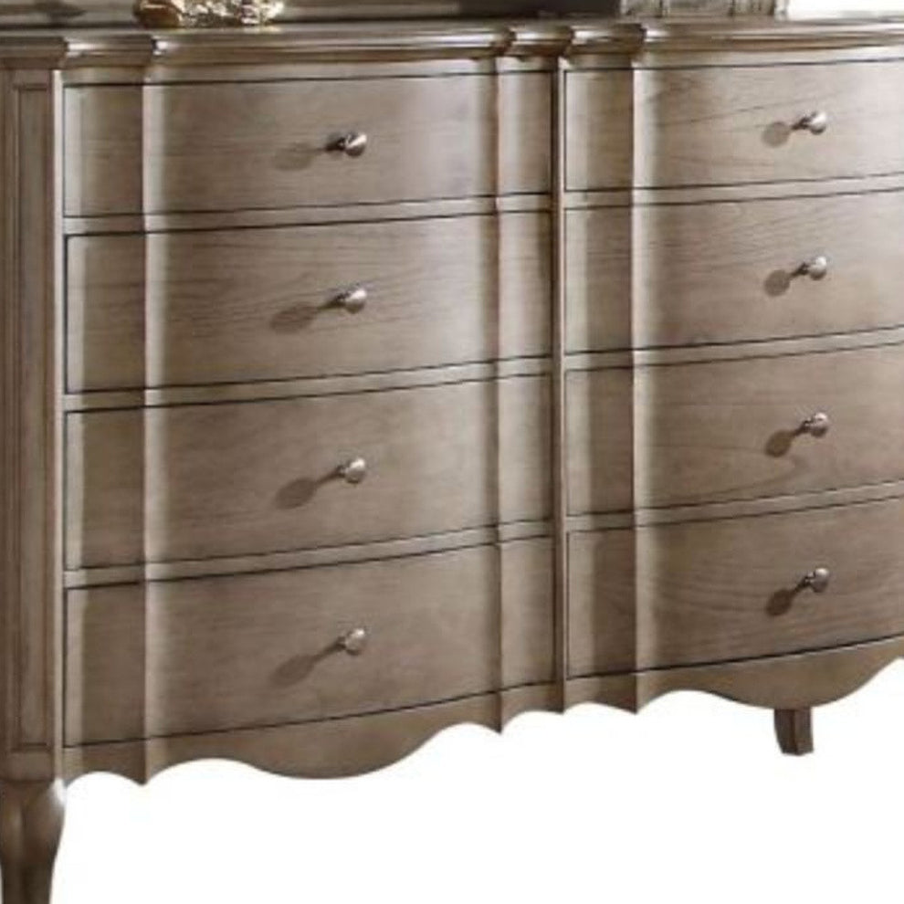 Taupe Solid and Manufactured Wood Eight Drawer Double Dresser By Homeroots | Dressers | Modishstore - 4