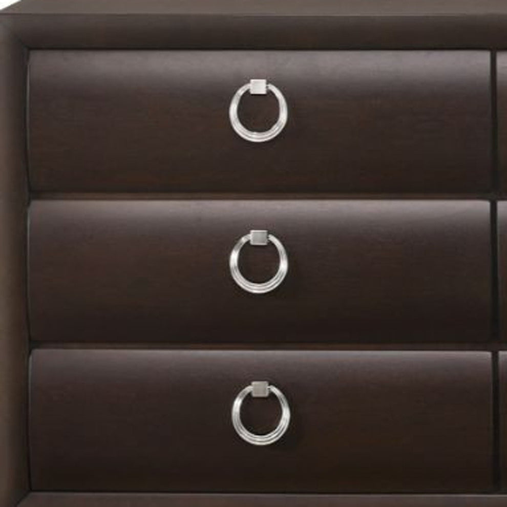 Merlot Solid and Manufactured Wood Six Drawer Double Dresser By Homeroots | Dressers | Modishstore - 4