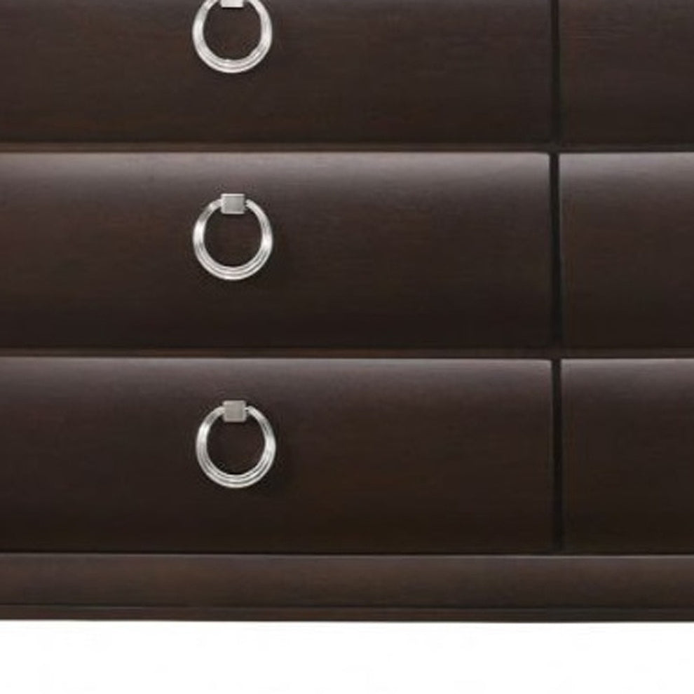 Merlot Solid and Manufactured Wood Six Drawer Double Dresser By Homeroots | Dressers | Modishstore - 3