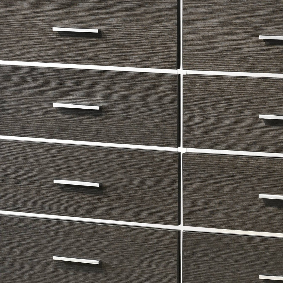 Gray Solid and Manufactured Wood Eight Drawer Double Dresser By Homeroots | Dressers | Modishstore - 7