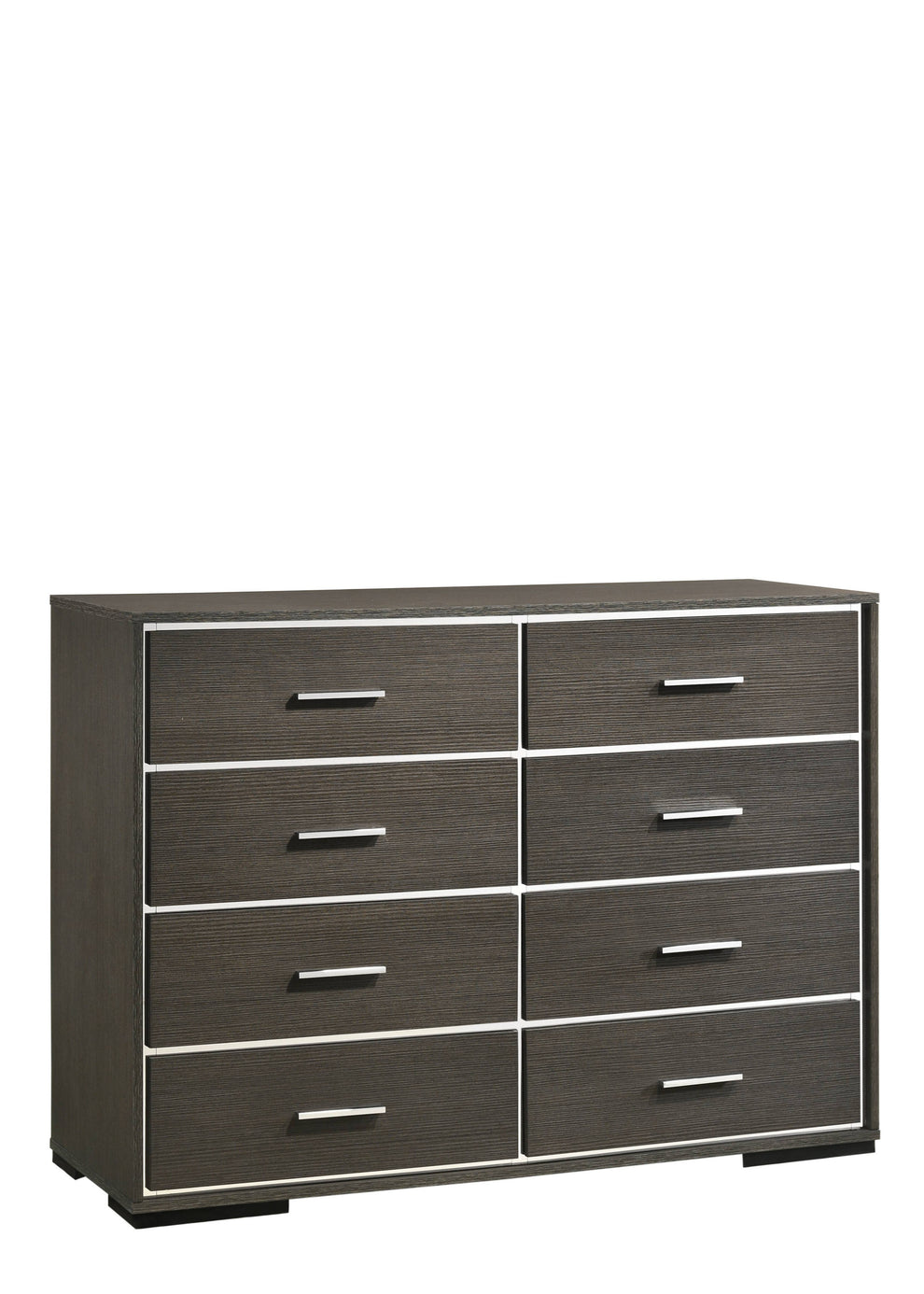 Gray Solid and Manufactured Wood Eight Drawer Double Dresser By Homeroots | Dressers | Modishstore - 3