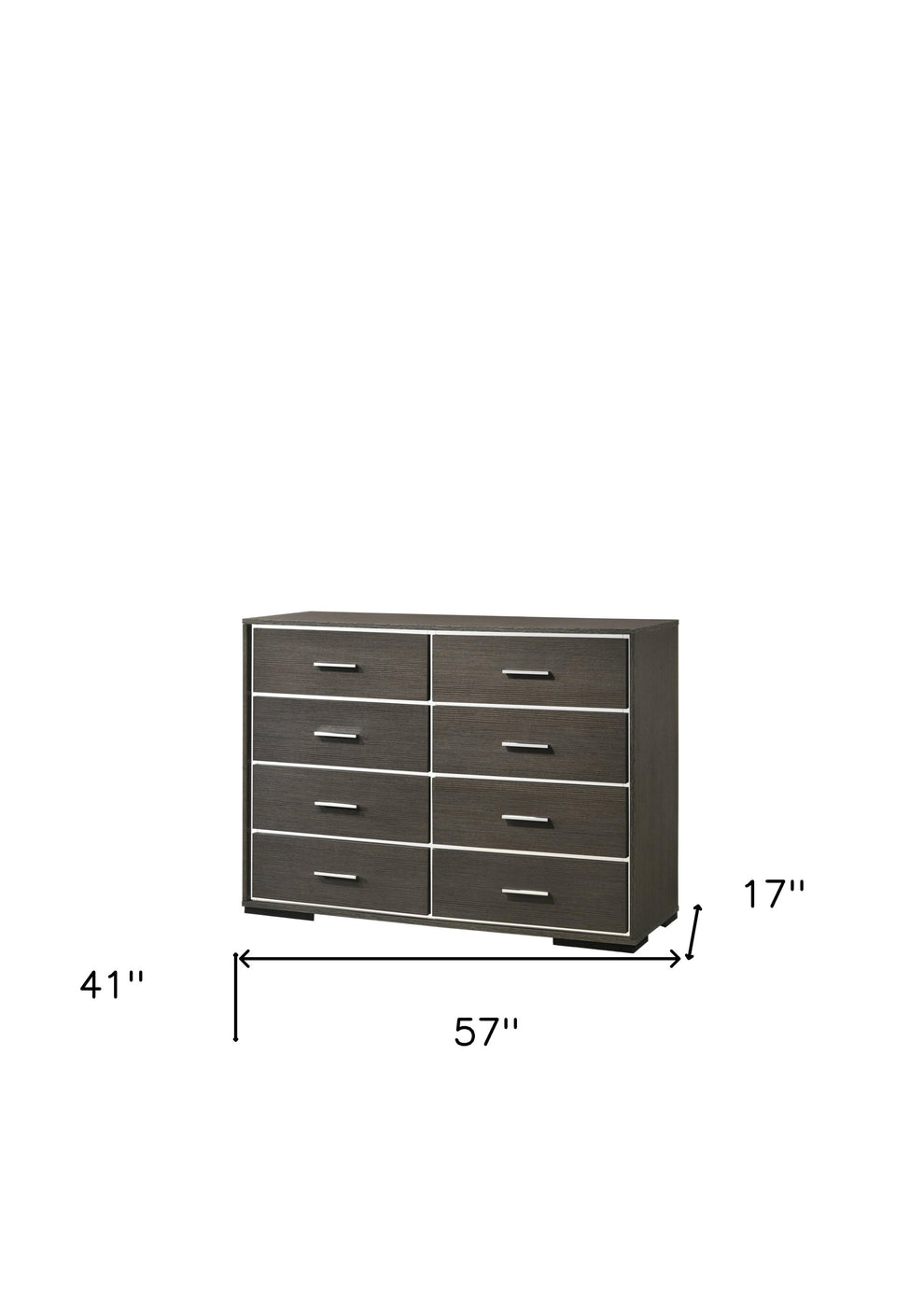 Gray Solid and Manufactured Wood Eight Drawer Double Dresser By Homeroots | Dressers | Modishstore - 6