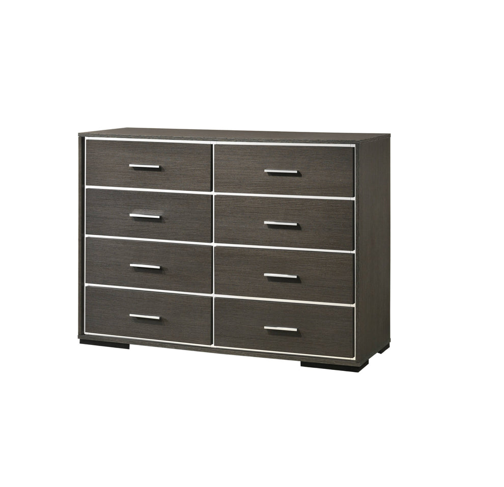 Gray Solid and Manufactured Wood Eight Drawer Double Dresser By Homeroots | Dressers | Modishstore - 4