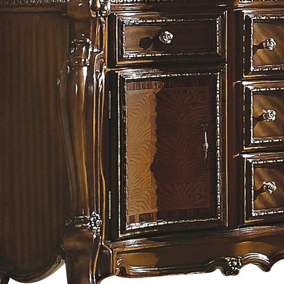 Brown Solid and Manufactured Wood Five Drawer Triple Dresser By Homeroots | Dressers | Modishstore - 7