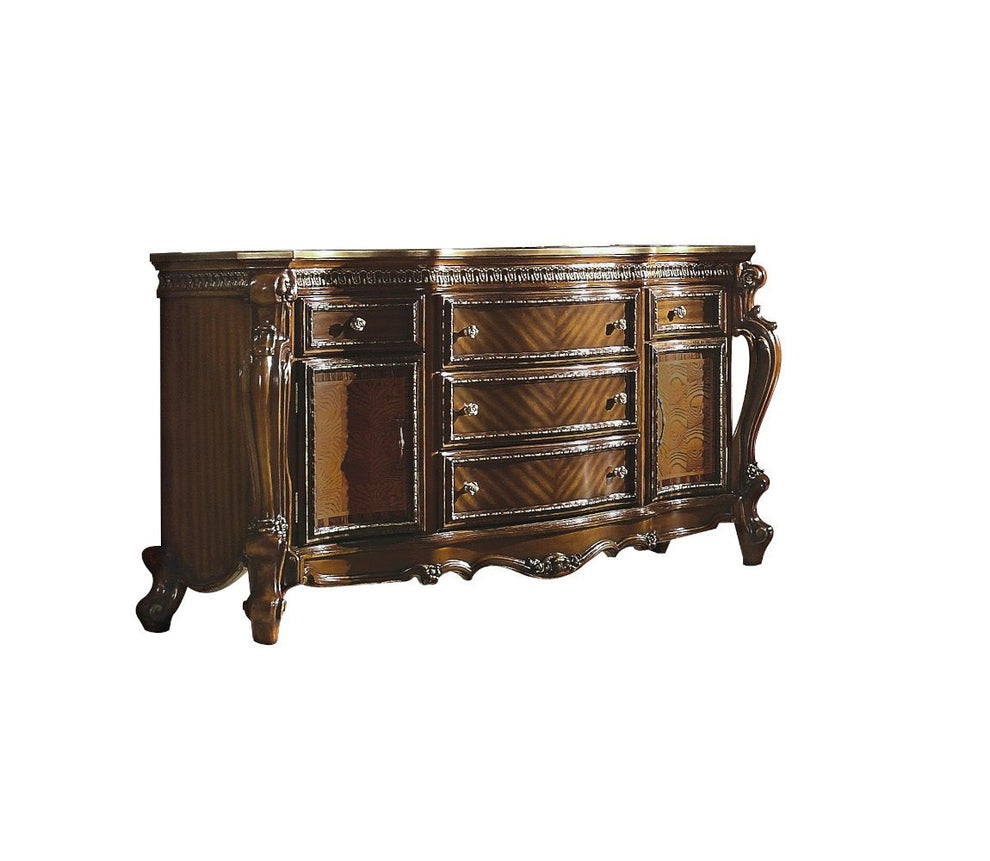 Brown Solid and Manufactured Wood Five Drawer Triple Dresser By Homeroots | Dressers | Modishstore - 3