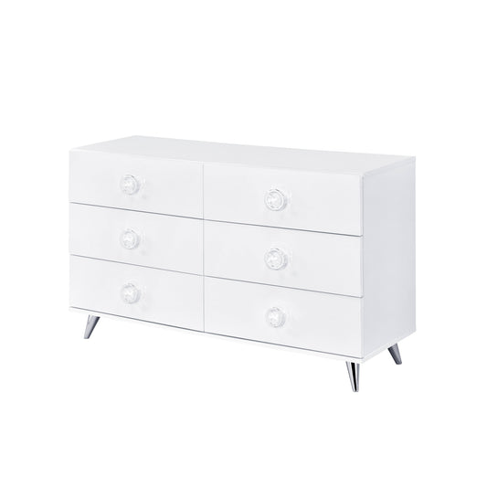 White Finish Manufactured Wood Six Drawer Double Dresser By Homeroots | Dressers | Modishstore - 1